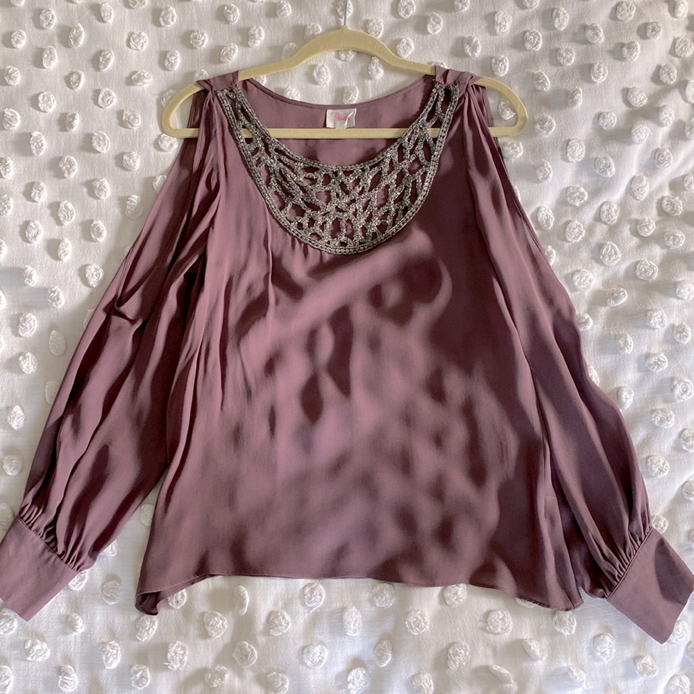 PARKER silk shoulder revealing blouse 💋